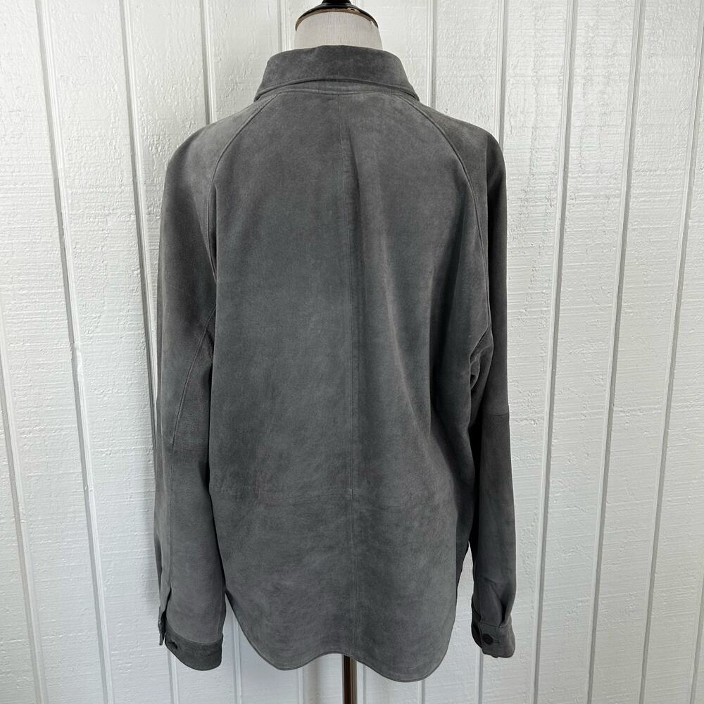 Hunt Club Suede Leather Shirt Jacket Gray Button Front Overshirt XL Womens - Picture 5 of 9